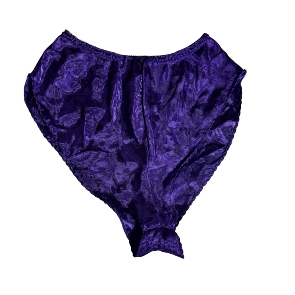 Vintage 80s/90s purple satin floral high cut leg cheeky lingerie shorts